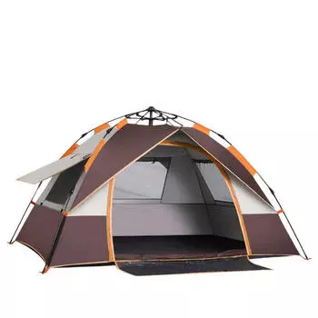 Палатка AXZ Explorer, уличная утолщенная непромокаемая полностью автоматическая палатка, серебристая пластиковая модель (3-4 человека), кофейная