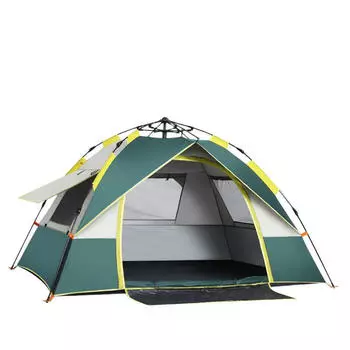Палатка AXZ Explorer, уличная утолщенная непромокаемая полностью автоматическая палатка, серебристая пластиковая модель (3-4 человека), темно-зеленая