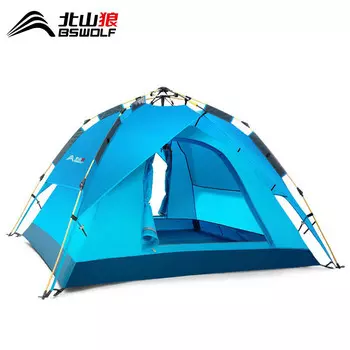 Палатка Bisinna для кемпинга на открытом воздухе [модель с тканевой обновкой двойного назначения для 3-4 человек] темно-синяя BSW-ZL026