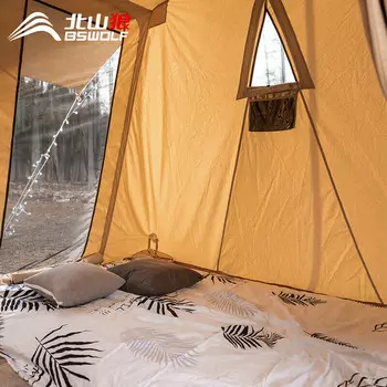 Палатка BSWolf, уличная крупномасштабная палатка для кемпинга, непромокаемая, из утолщенного хлопкового холста, оборудование для кемпинга, полный набор тепла для нескольких человек на открытом воздухе