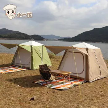 Палатка Revos из полностью алюминиевого сплава, полностью автоматическая для улицы, 3-4 человека, 5 человек, двухслойная, утолщенная, непромокаемая, для кемпинга, для кемпинга, быстро открывающийся винил