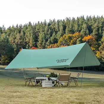 Палатка с навесом Camel (Camel) для отдыха на природе, для кемпинга, с серебряным покрытием, утолщенная, непромокаемая и солнцезащитная, портативный тент [навес Доусона] в стиле милитари, зеленый