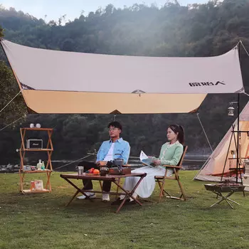 Палатка с навесом Jingdian Guangnian, зыбучие пески, золото (квадрат 34 метра), поставляется с молотком для навеса, многоразмерным полным затемненным серебряным клеем, зыбучие пески, золото (шесть