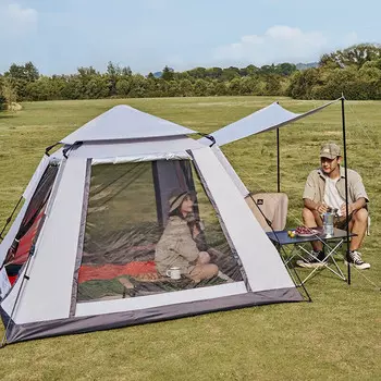 Палатка с навесом Pelliot, портативная палатка для кемпинга, парка для пикника, полностью автоматическая двухслойная палатка 16102704, небесно-серая