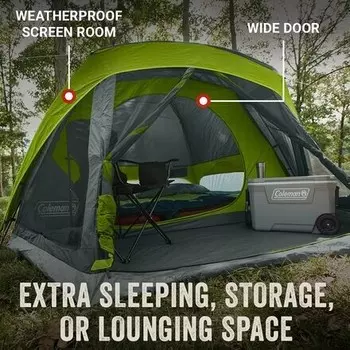 Палатка Skydome Screen Room: 6 человек, 3 сезона Coleman, цвет Rock Grey