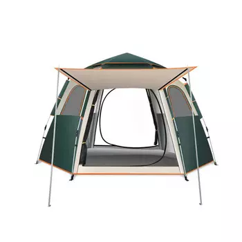 Палатка Yjhome, уличная складная полностью автоматическая шестиугольная палатка, непромокаемая палатка для кемпинга, кемпинга на 5-8 человек, темно-зеленая