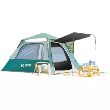 Палатка Ziyouke ель-зеленая виниловая палатка на 5-8 человек + влагостойкий коврик + гамак + надувная кровать + воздушный насос