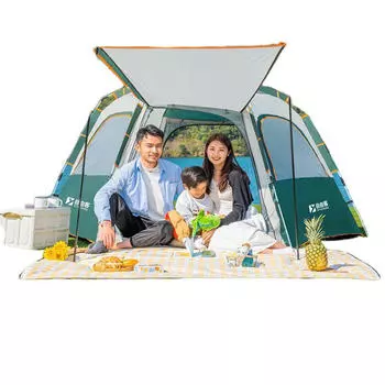 Палатка Ziyouke, портативная солнцезащитная шестиугольная палатка, палатка на 3-4 человека + влагостойкий коврик + коврик для пикника