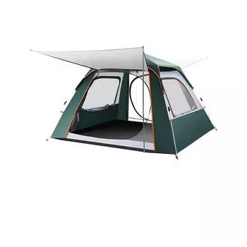 Палатка Ziyouke уличная складная с двумя дверями и двумя окнами [темно-зеленая] палатка на 5-8 человек + влагонепроницаемый коврик + коврик для пикника