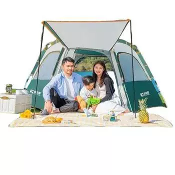 Палатка Ziyouke, уличная солнцезащитная шестиугольная палатка на 5-8 человек + влагостойкий коврик + коврик для пикника + гамак + упаковка