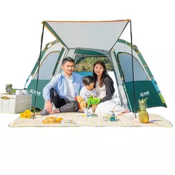 Палатка Ziyouke, уличная солнцезащитная шестиугольная палатка на 3-4 человека + влагостойкий коврик + гамак + упаковка + надувная кровать + воздушный насос