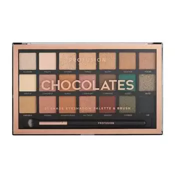 Палетка из 21 оттенка теней с кисточкой Profusion, Chocolates Eyeshadow