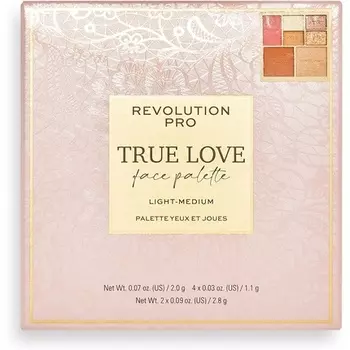 Палитра для глаз и лица True Love с румянами, бронзатором, хайлайтером и 4 наборами теней для век с матовым и мерцающим финишем для светлой и средней кожи, Revolution Pro