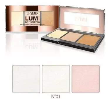 Палитра из трех оттенков хайлайтеров N 01, 12 г Revers, Lumi Strobing
