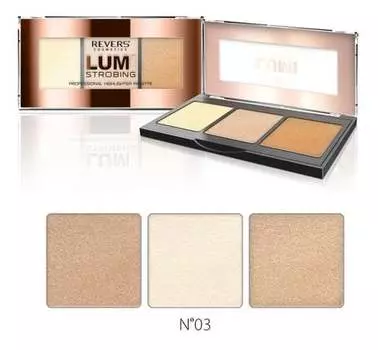 Палитра из трех оттенков хайлайтеров N 03, 12 г Revers, Lumi Strobing