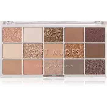 Палитра теней для век MUA 15 оттенков Soft Nudes, 12 г