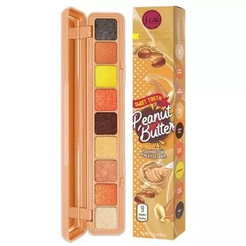 Палитра теней Sweet Tooth 9 с мерцающим блеском для глаз и сумкой на молнии с арахисовым маслом J.Cat Beauty