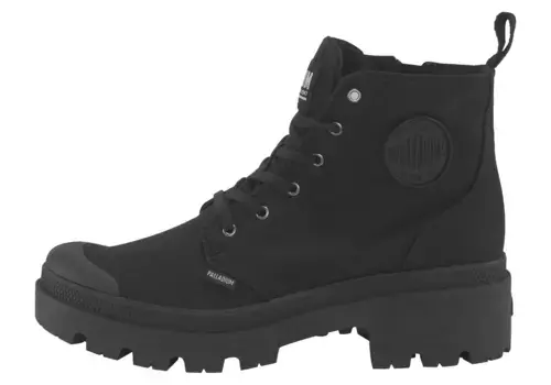 Палладиевые ботинки на шнуровке "PALLABASE TWILL", из текстиля Palladium, черный