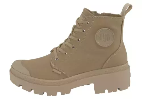 Палладиевые ботинки на шнуровке "PALLABASE TWILL", из текстиля Palladium, цвет Puder