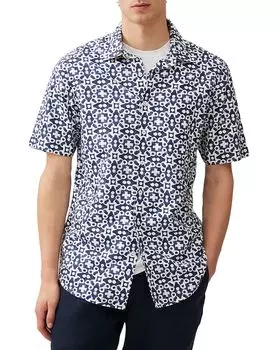 Паллисер Бэй Рубашка из льна с коротким рукавом, классический крой Rodd & Gunn, синий