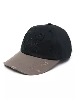 Palm Angels бейсболка с нашивкой-логотипом и эффектом потертости, синий