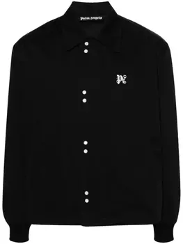 Palm Angels бомбер с вышитой монограммой, черный