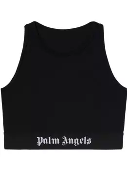 Palm Angels бюстгальтер с круглым вырезом и логотипом, черный