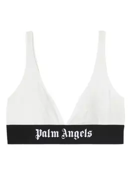 Palm Angels бюстгальтер с треугольными чашками и логотипом, белый