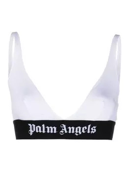 Palm Angels бюстгальтер с треугольными чашками и логотипом, белый