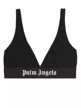 Palm Angels бюстгальтер с треугольными чашками и логотипом, черный