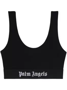 Palm Angels бюстгальтер с U-образным вырезом и логотипом, черный