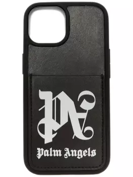 Palm Angels чехол для iPhone 14 Pro с монограммой, черный