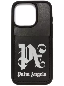 Palm Angels чехол для iPhone 15 с логотипом, черный