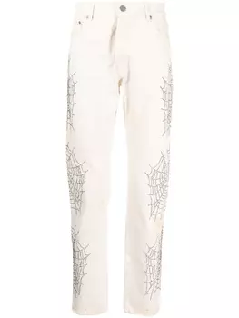 Palm Angels декорированные джинсы узкого кроя, белый