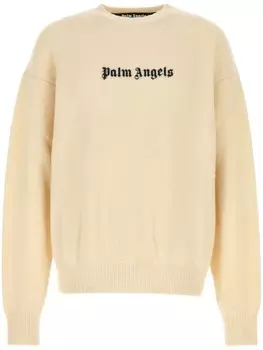 Palm Angels джемпер с круглым вырезом и логотипом, нейтральный цвет