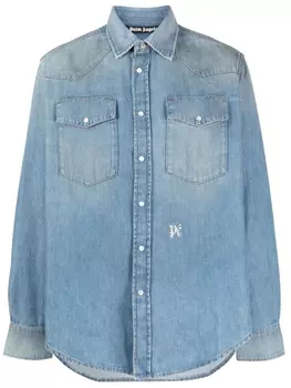 Palm Angels джинсовая рубашка с монограммой, синий