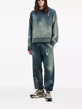Palm Angels джинсы с эффектом потертости и логотипом, синий