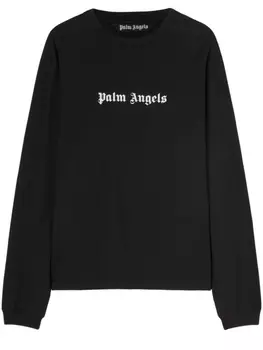 Palm Angels футболка с длинными рукавами и вышитым логотипом, черный