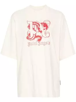Palm Angels футболка с монограммой, нейтральный цвет