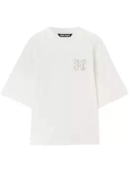 Palm Angels футболка с вышитой монограммой PA, белый