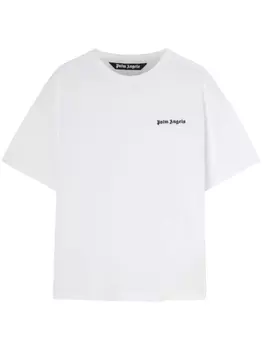 Palm Angels футболка с вышитым логотипом, белый