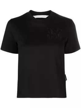 Palm Angels футболка с вышитым логотипом, черный