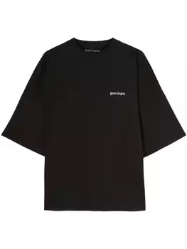 Palm Angels футболка с вышитым логотипом, черный