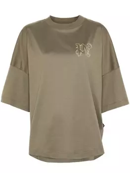 Palm Angels футболка с вышитым логотипом, зеленый