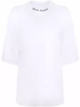 Palm Angels футболка с высоким воротником и логотипом, белый