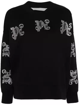 Palm Angels хлопковая толстовка с кристаллическим логотипом, черный