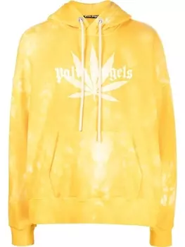 Palm Angels худи Leaf с принтом тай-дай и логотипом, желтый