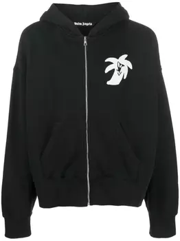 Palm Angels худи на молнии с логотипом, черный