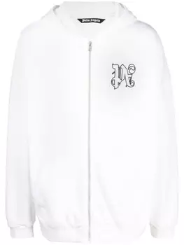 Palm Angels худи с вышитой монограммой, белый