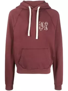 Palm Angels худи с вышитой монограммой, красный